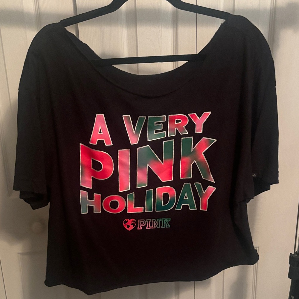 PINK Victoria's Secret Festive Black Tee